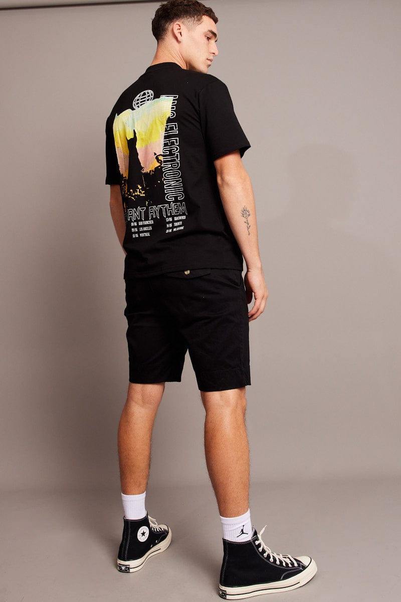 Black Graphic Tee World Tour Ombre T-shirt for AM Supply