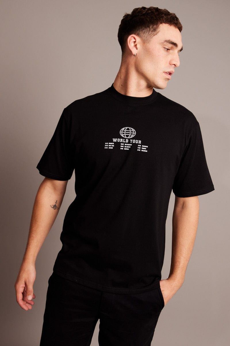 Black Graphic Tee World Tour Ombre T-shirt for AM Supply
