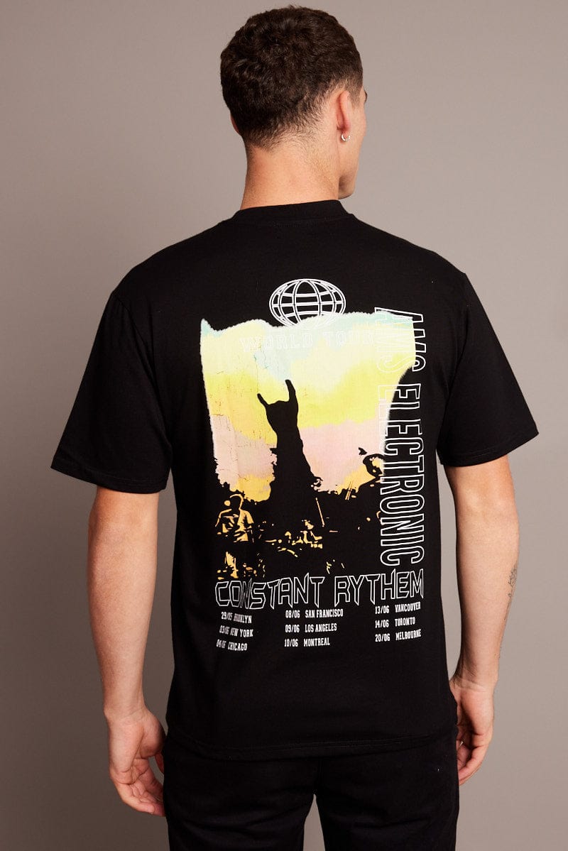 Black Graphic Tee World Tour Ombre T-shirt for AM Supply
