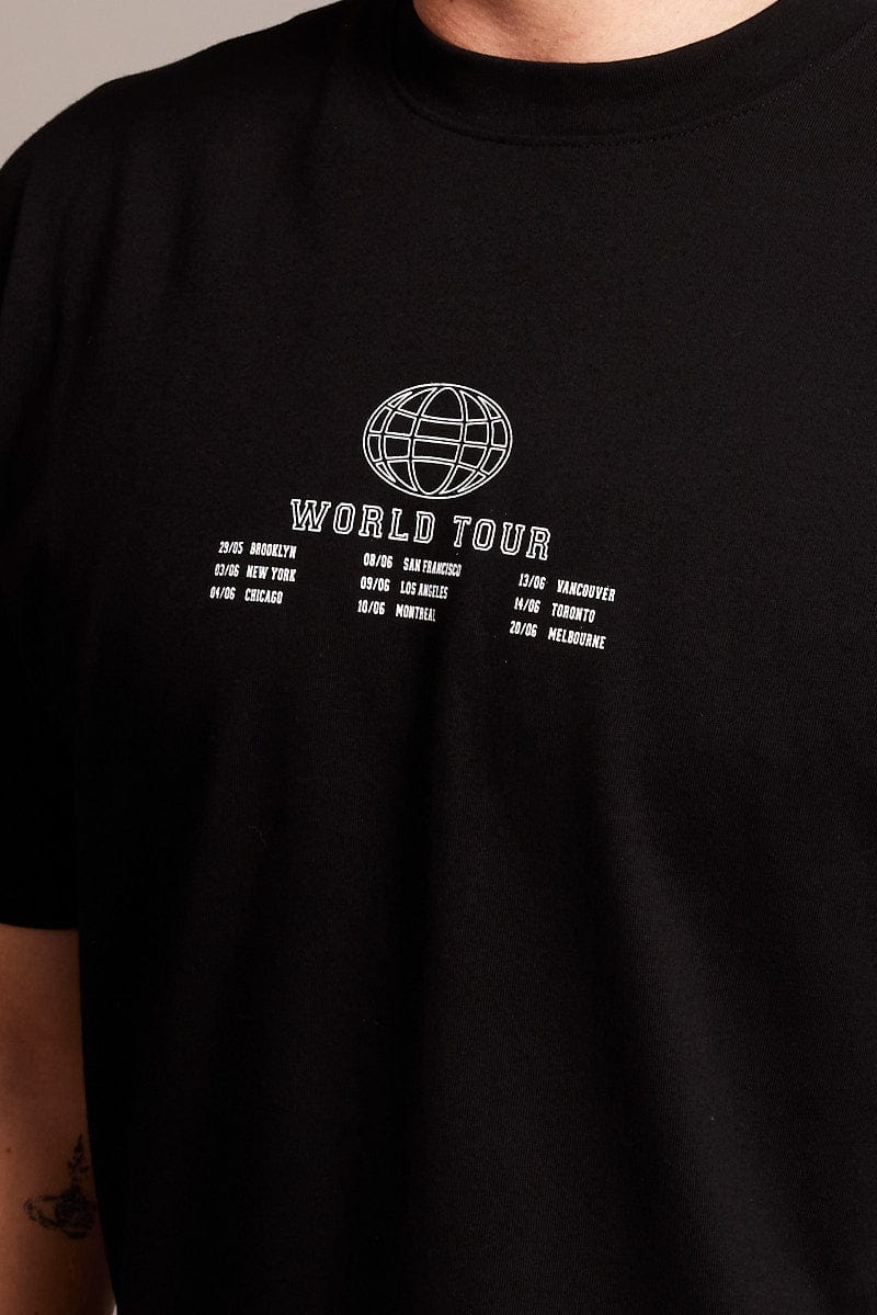 Black Graphic Tee World Tour Ombre T-shirt for AM Supply