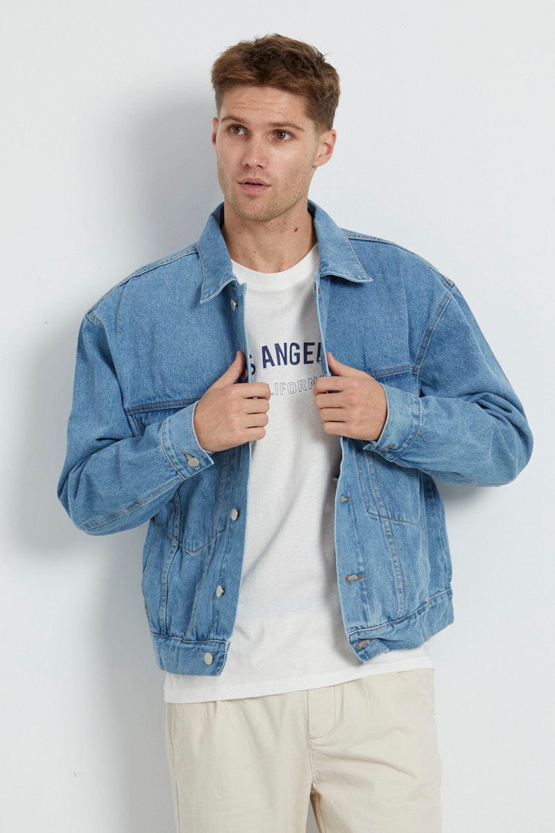 Men's Denim Jacket Oversized Fit Long Sleeve AM Supply