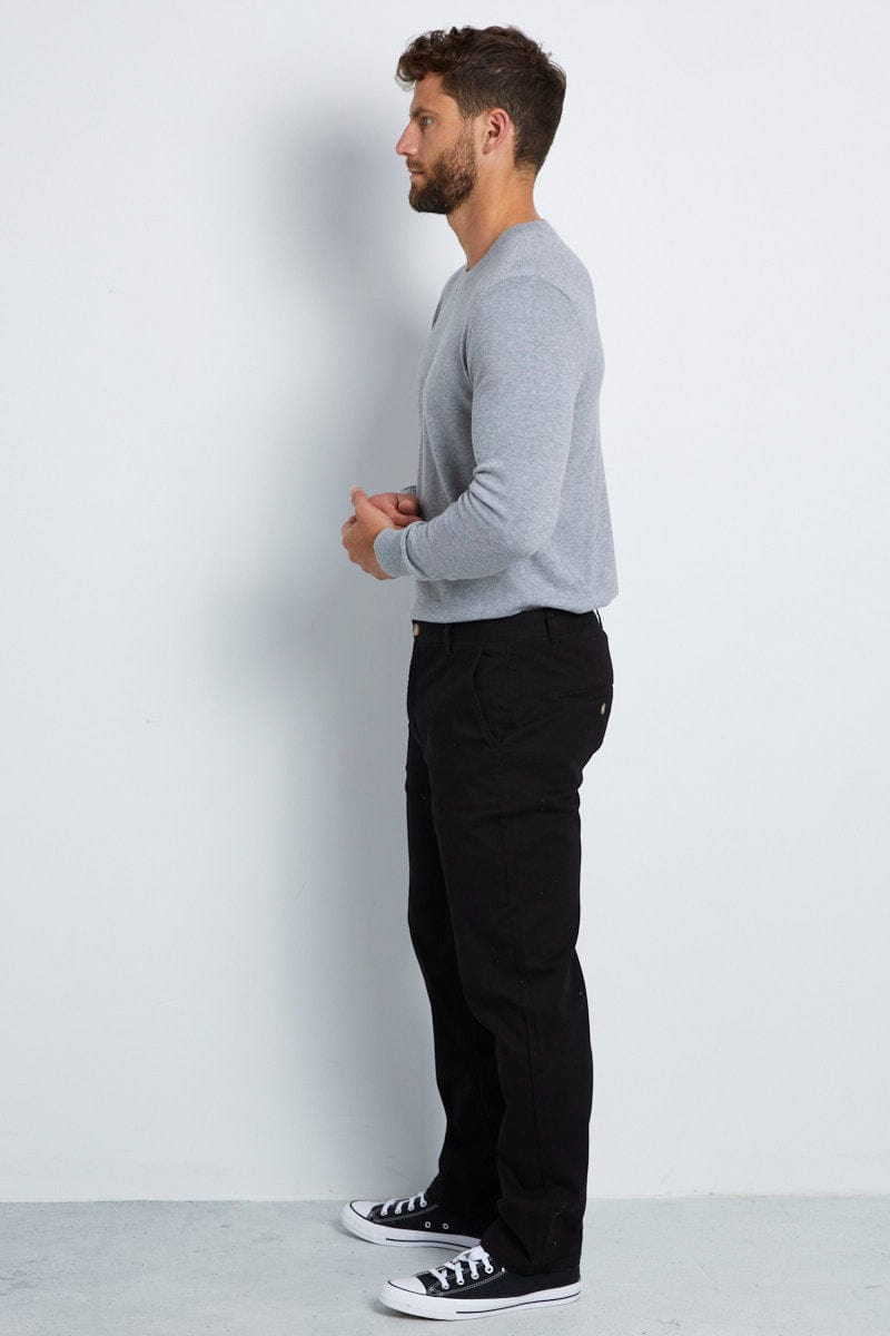 CHINOS Black Chino Pant Relaxed Fit Cotton Stretch for Men by AM Supply