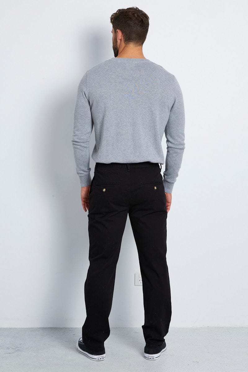 CHINOS Black Chino Pant Relaxed Fit Cotton Stretch for Men by AM Supply