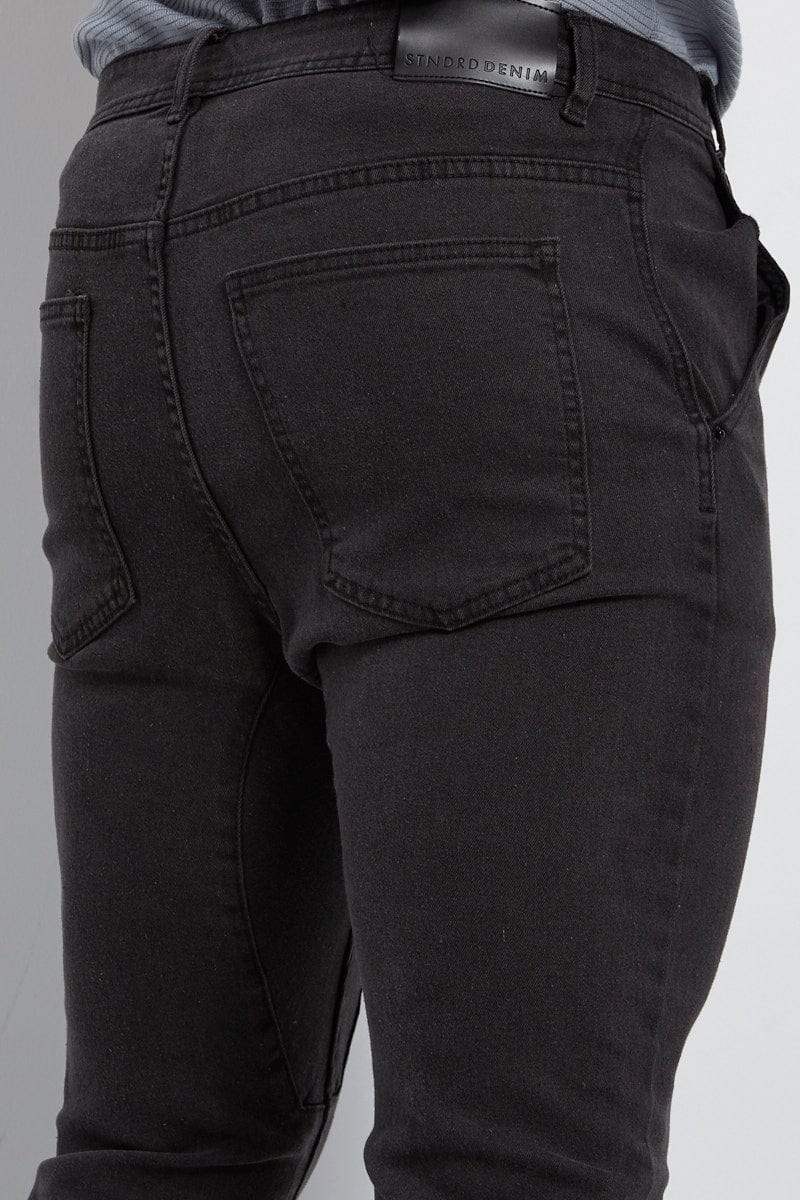 JEANS Black Denim Jogger Tapered Fit Cotton Stretch for Women by Ally