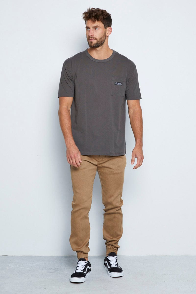 JOGGER Brown Casual Chino Cuffed Hem Cotton Stretch for Women by Ally