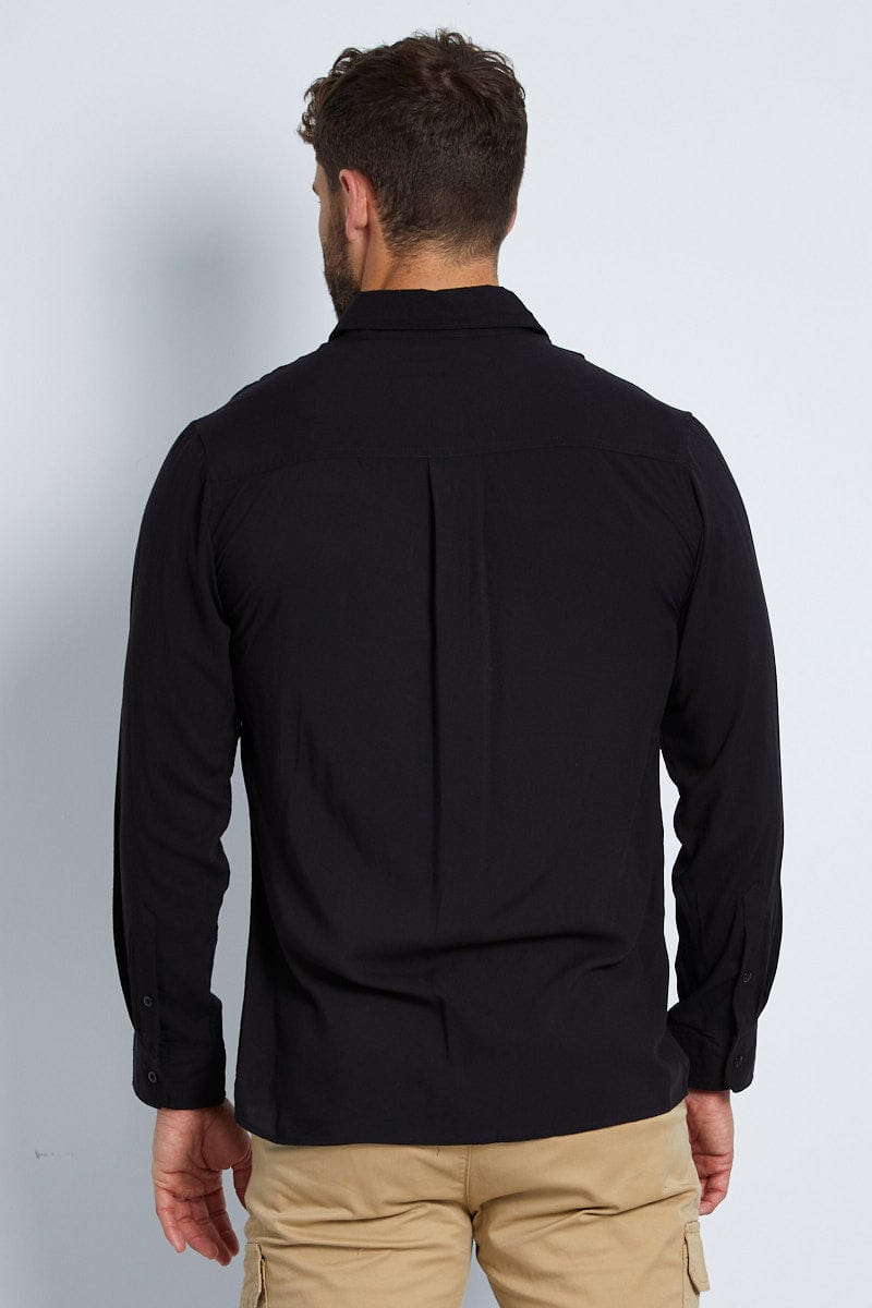 LONG SLEEVE Black Rayon Shirt Long Sleeve Relaxed Fit for Women by Ally