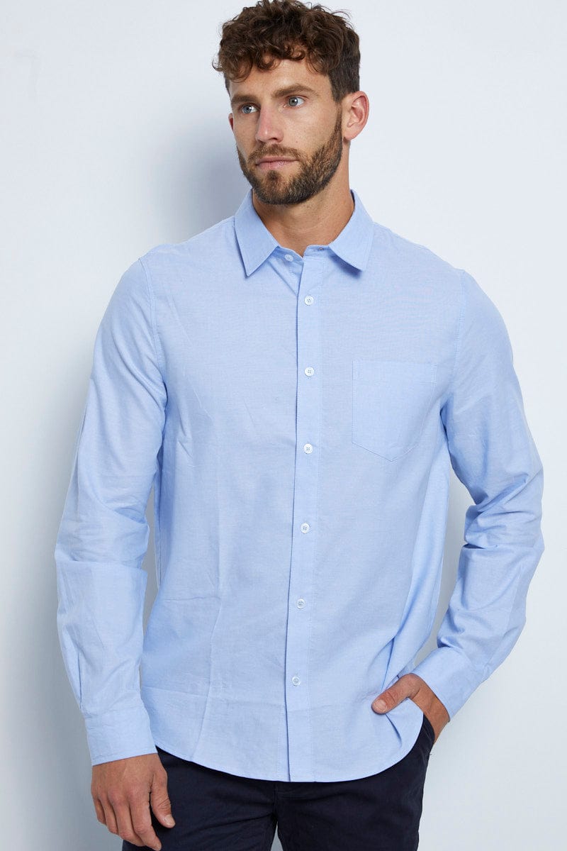 Men's Oxford Shirt Long Sleeve Cotton Button Down AM Supply