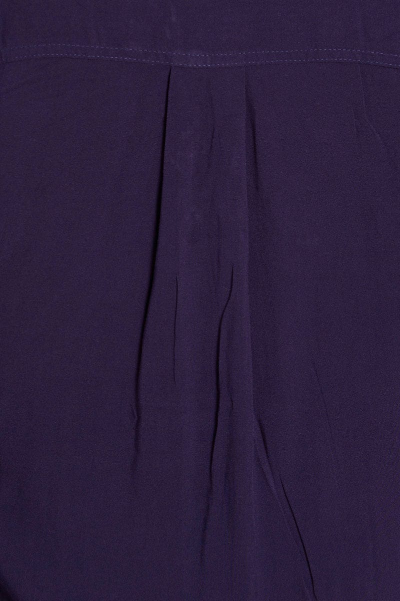 LONG SLEEVE Blue Rayon Shirt Long Sleeve Relaxed Fit for Women by Ally