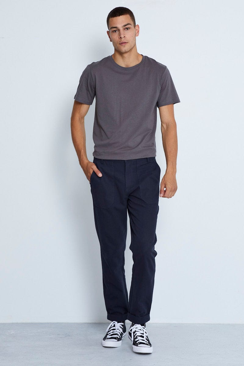 PANTS Blue Canvas Pant Regular Fit for Women by Ally