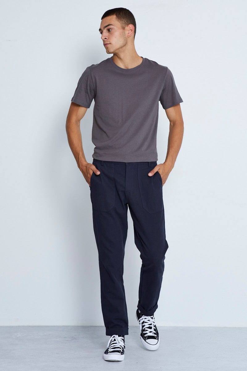 PANTS Blue Canvas Pant Regular Fit for Women by Ally