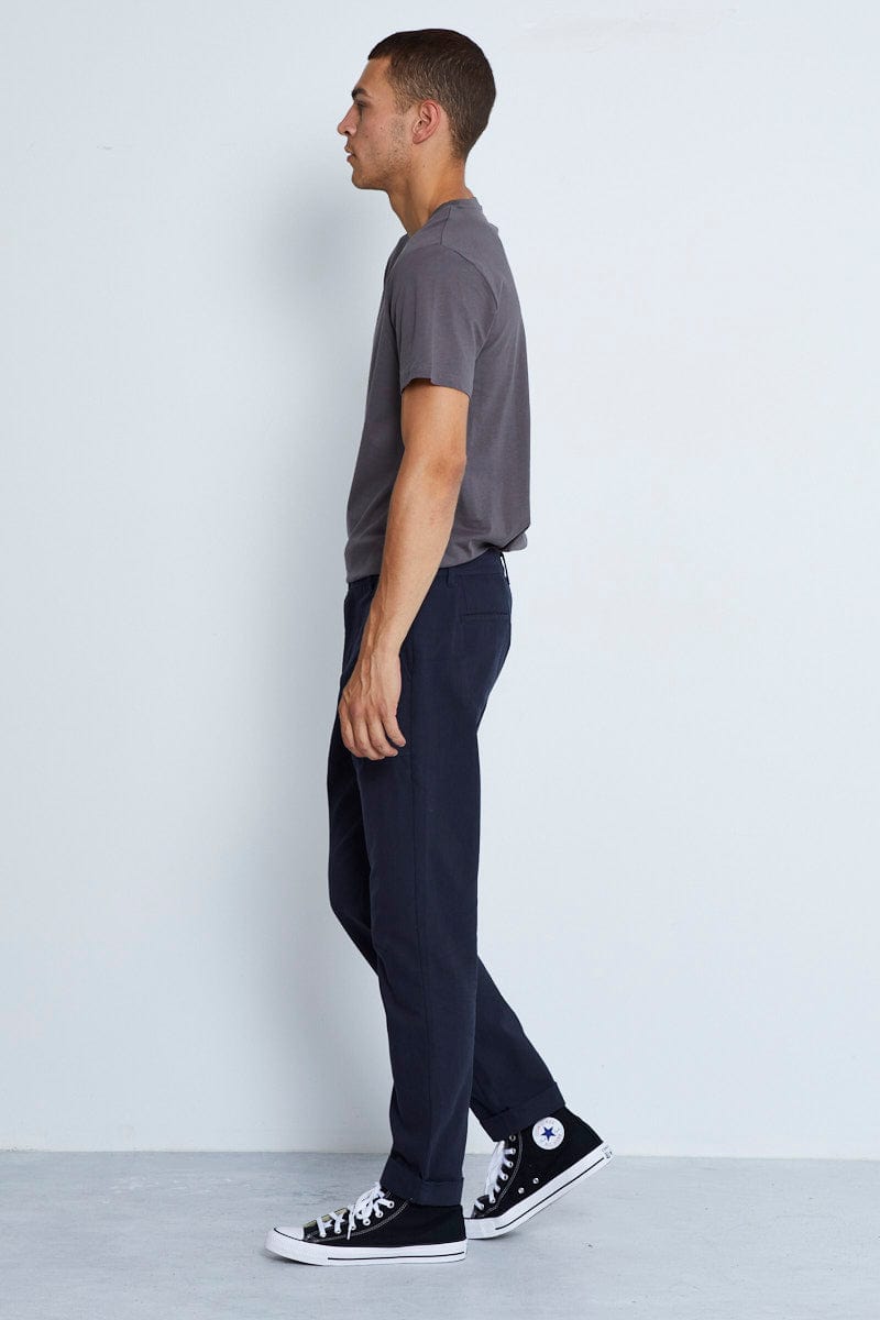 PANTS Blue Canvas Pant Regular Fit for Women by Ally