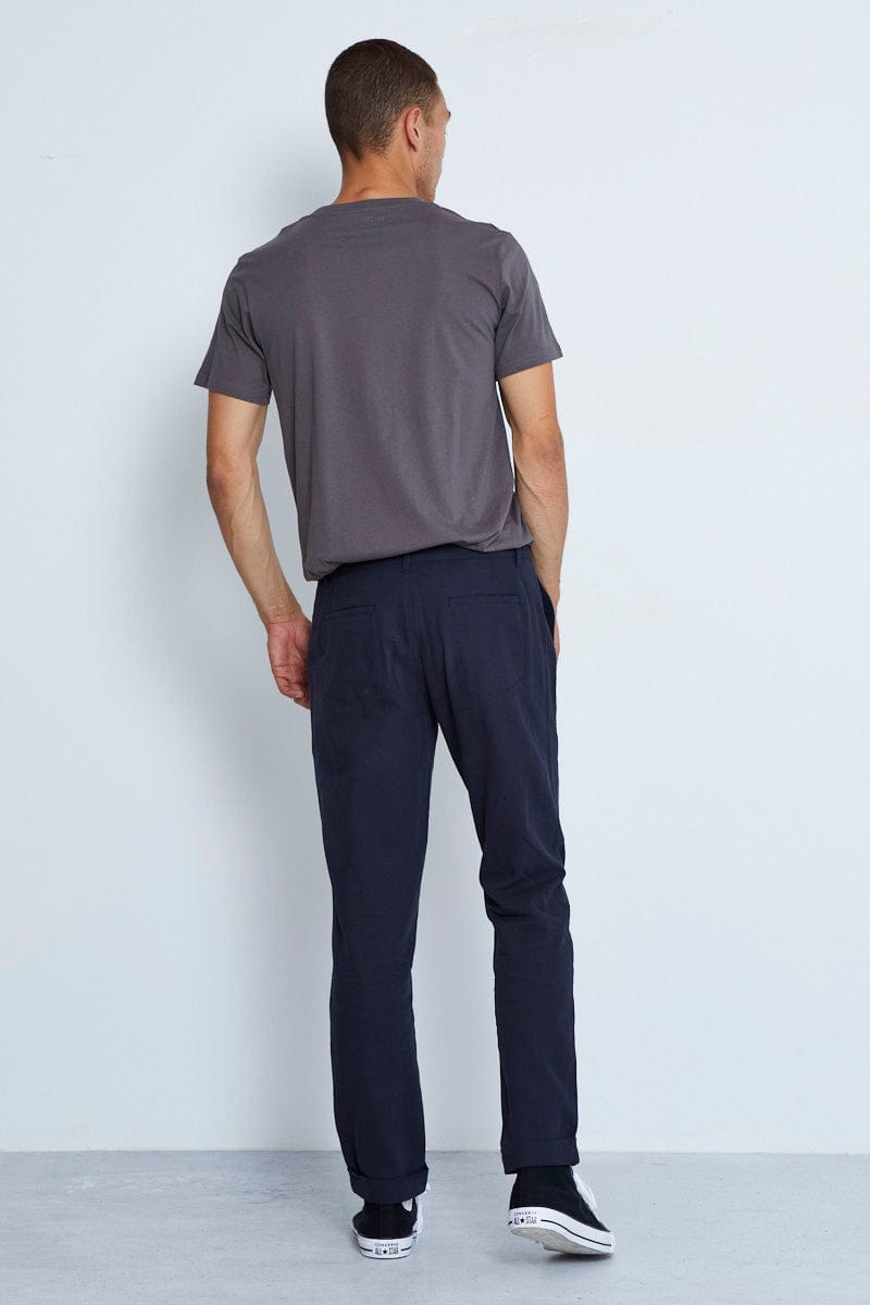 PANTS Blue Canvas Pant Regular Fit for Women by Ally