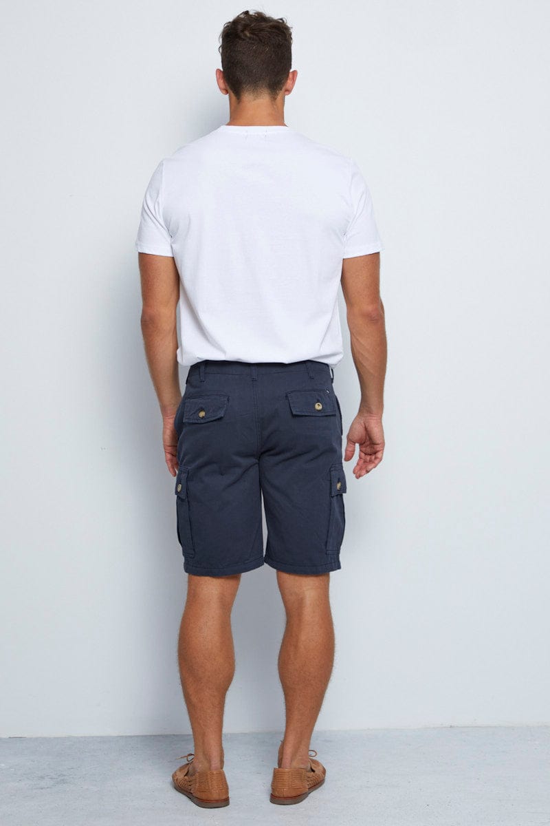 SHORTS Blue Cargo Short Cotton Stretch Pocket Detail for Women by Ally