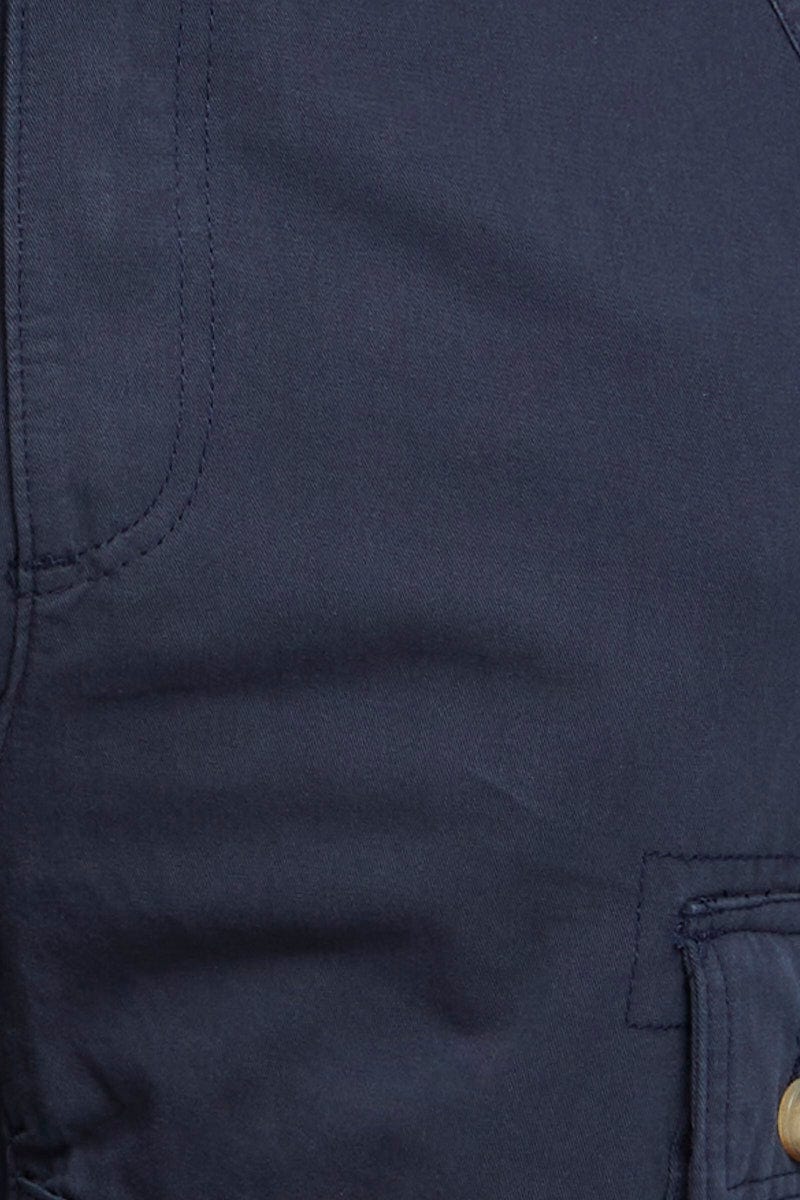 SHORTS Blue Cargo Short Cotton Stretch Pocket Detail for Women by Ally