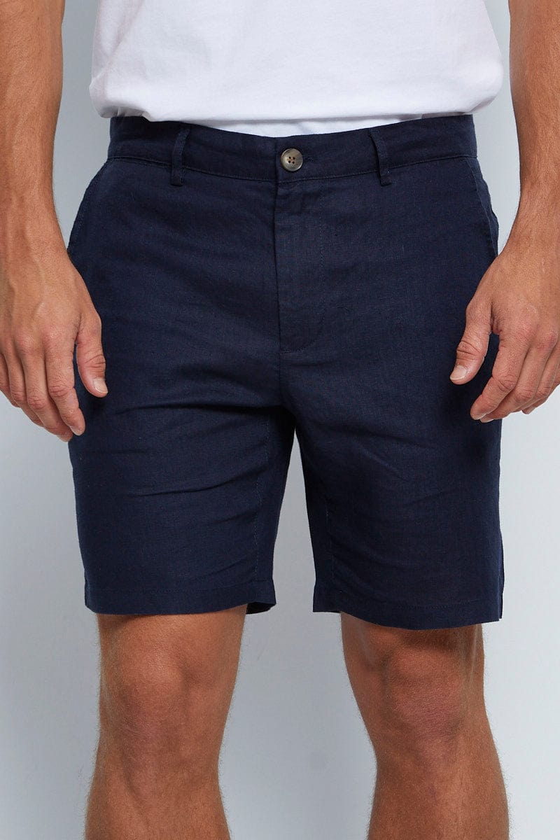 Men\'s Linen AM Flat Fit Front Short | Slim Supply