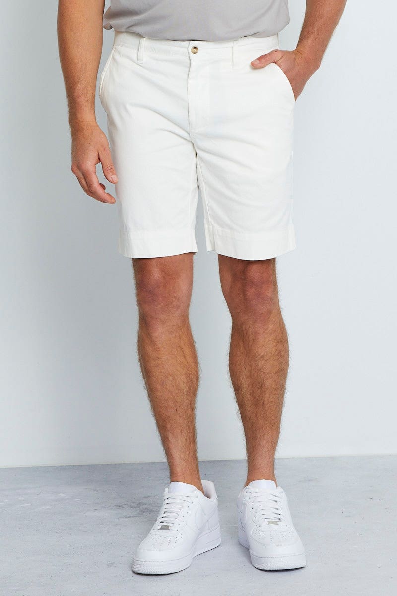 White Chino Short Slim Fit Cotton Stretch - Main Image