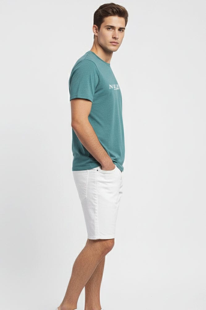 Green Graphic Tee New York Embroidery Slogan T-shirt