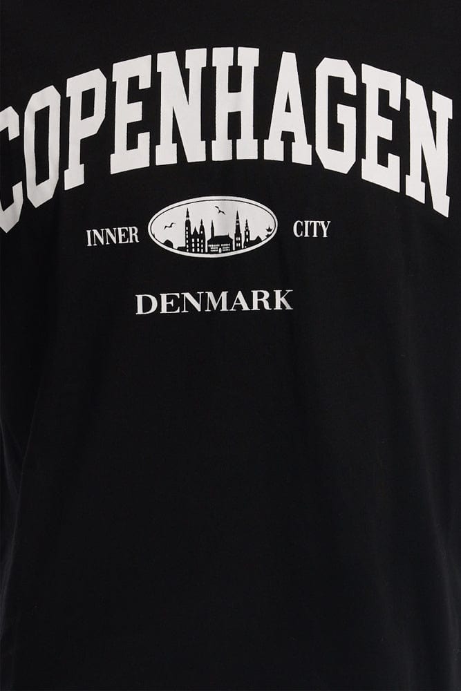 Black Graphic Tee Copenhagen City Slogan T-shirt