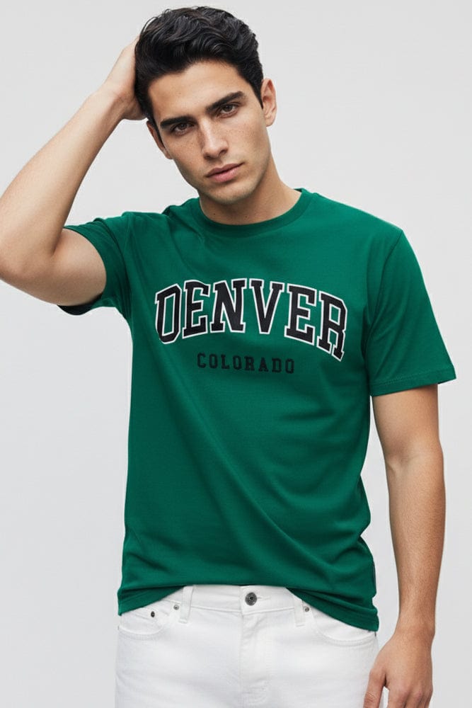 Green Graphic Tee Denver Colorado Slogan T-shirt