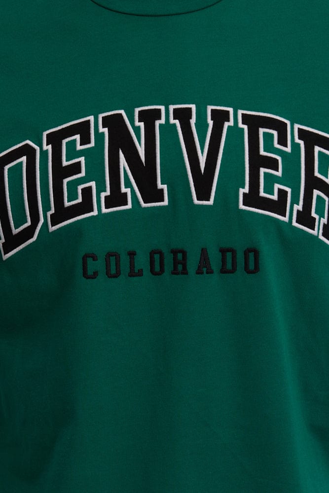 Green Graphic Tee Denver Colorado Slogan T-shirt