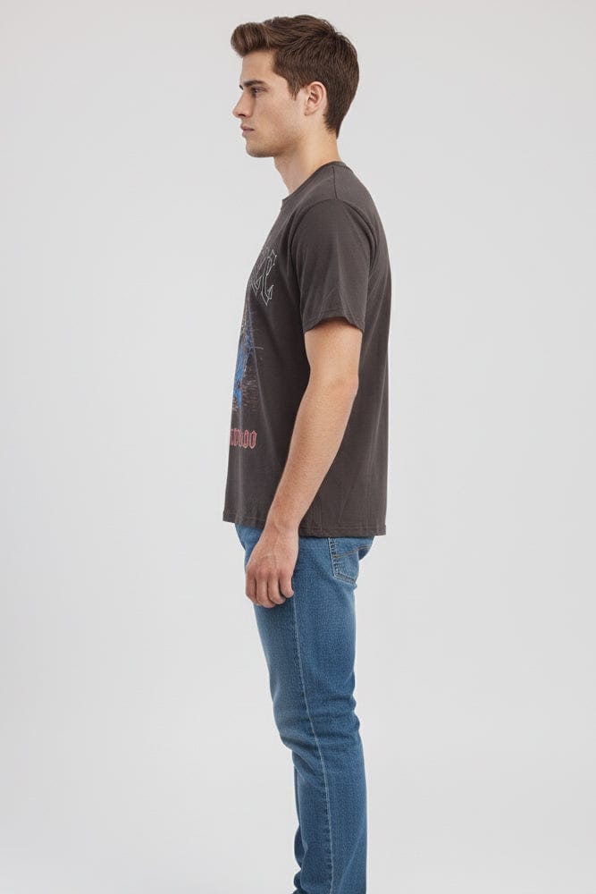 Grey Graphic Tee Panther Slogan T-shirt