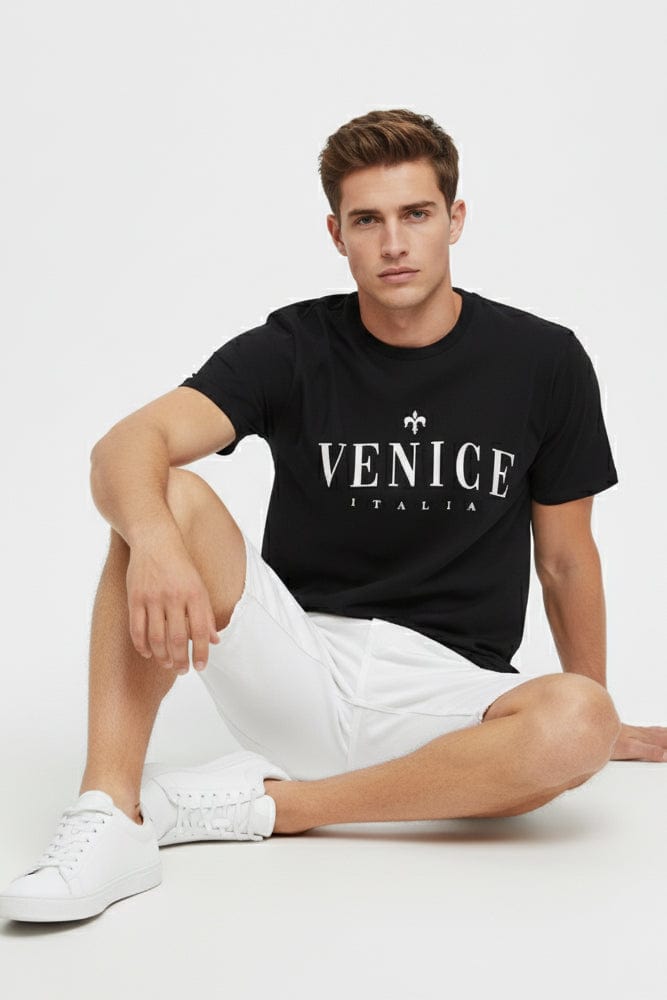 Black Graphic Tee Venice Slogan T-shirt