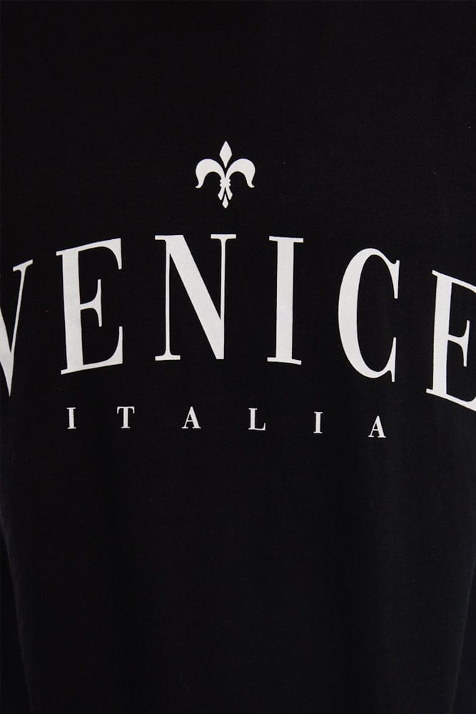 Black Graphic Tee Venice Slogan T-shirt
