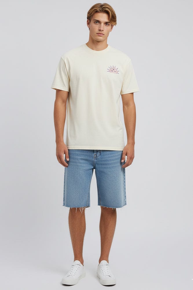 Beige Graphic Tee Maui Surfer Slogan T-shirt
