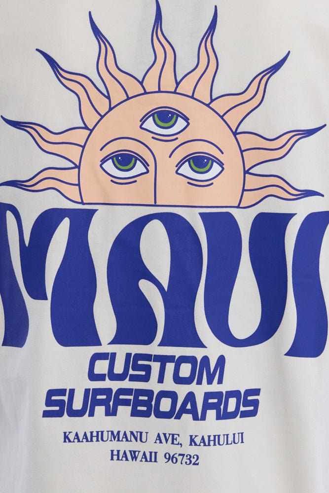 Beige Graphic Tee Maui Surfer Slogan T-shirt