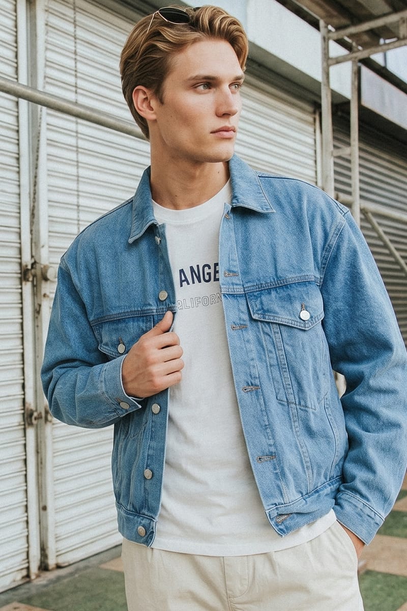 Blue Denim Jacket Oversized Fit Long Sleeve