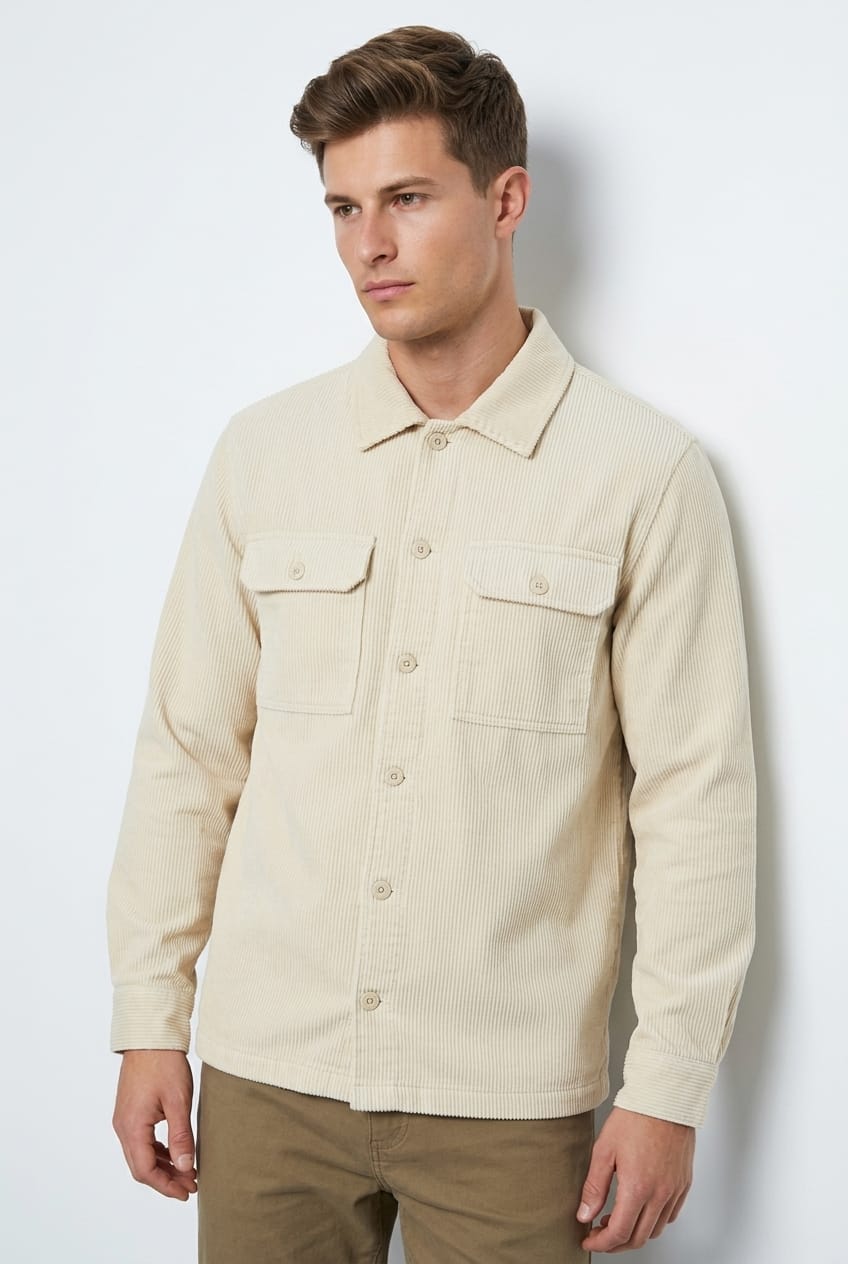 Nude Cord Jacket Long Sleeve Zip Through
