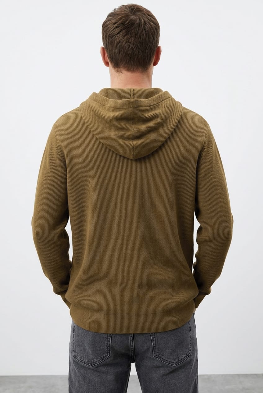 Camel Knit Top Long Sleeve Hoodie
