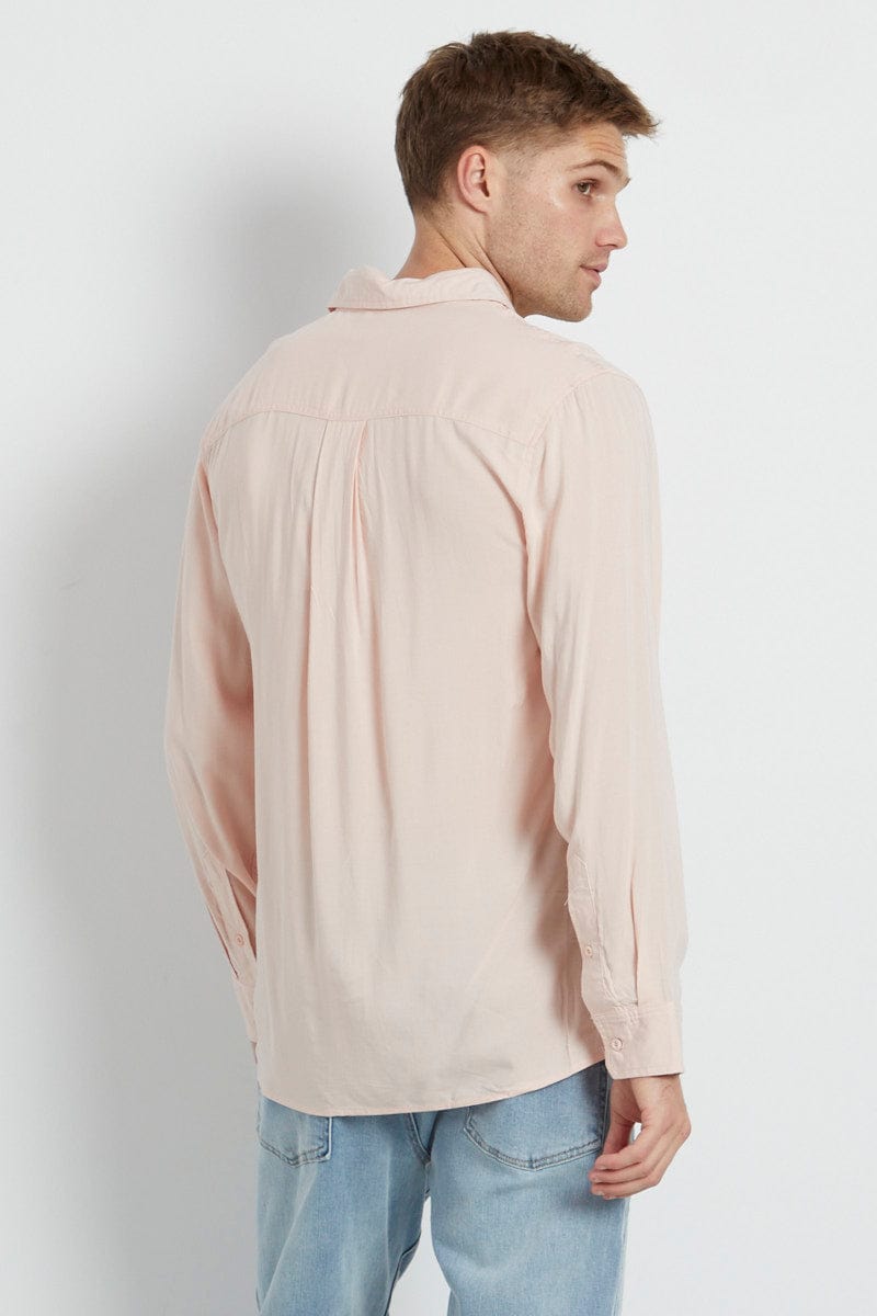 Pink Rayon Shirt Long Sleeve Relaxed Fit