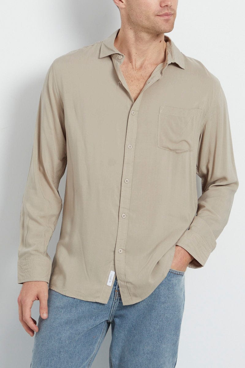 Nude Rayon Shirt Long Sleeve Relaxed Fit