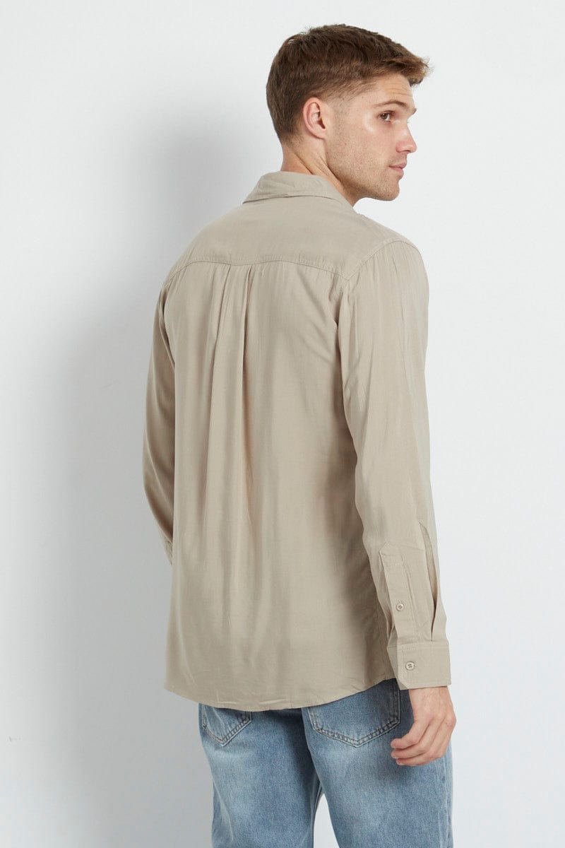 Nude Rayon Shirt Long Sleeve Relaxed Fit