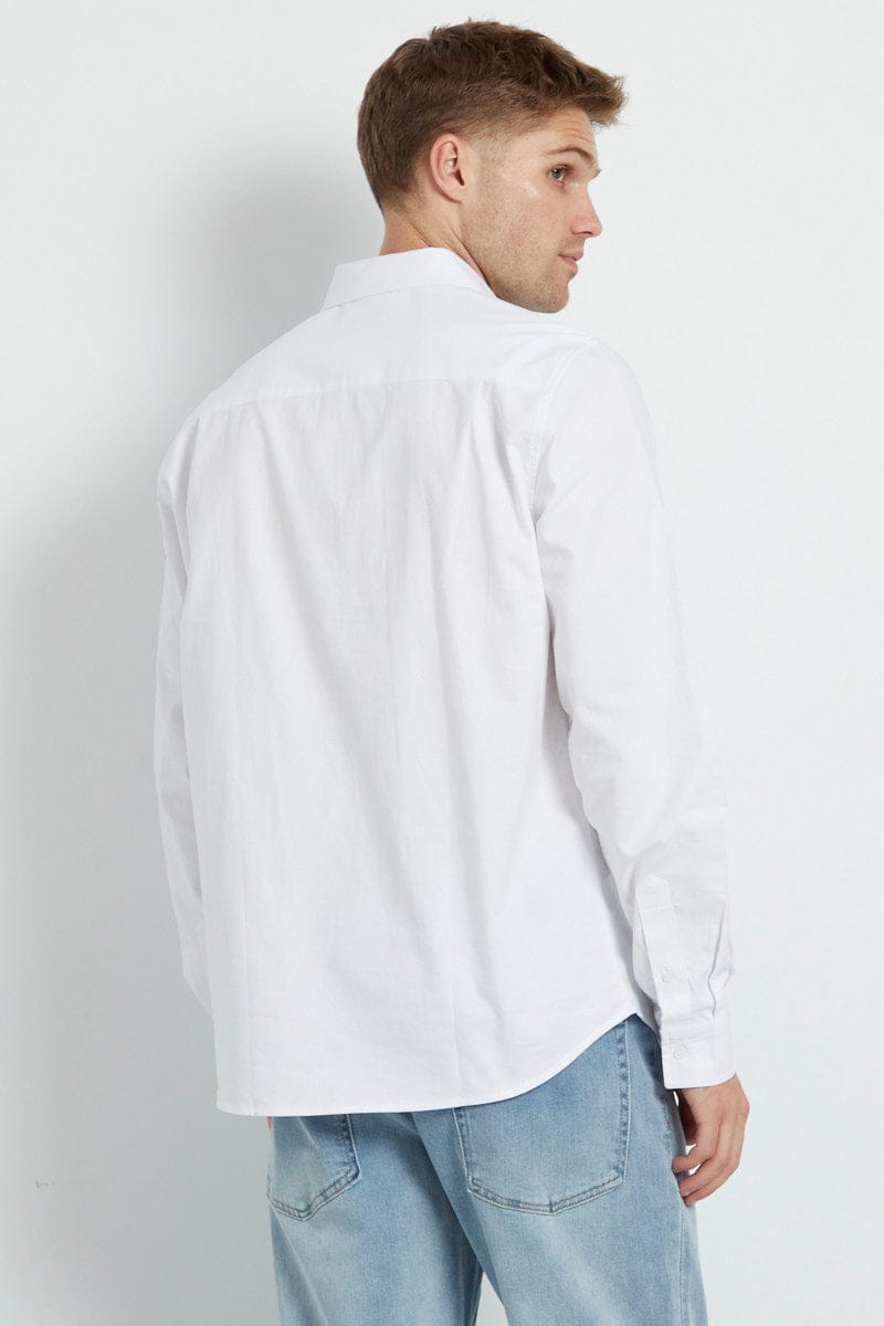 White Oxford Shirt Long Sleeve Cotton Button Down