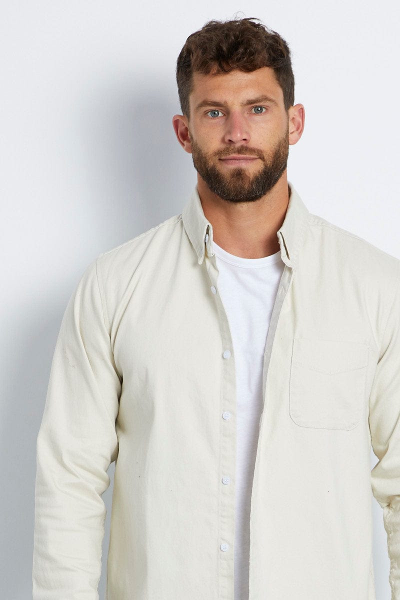 Nude Twill Shirt Cotton Long Sleeve Button Down