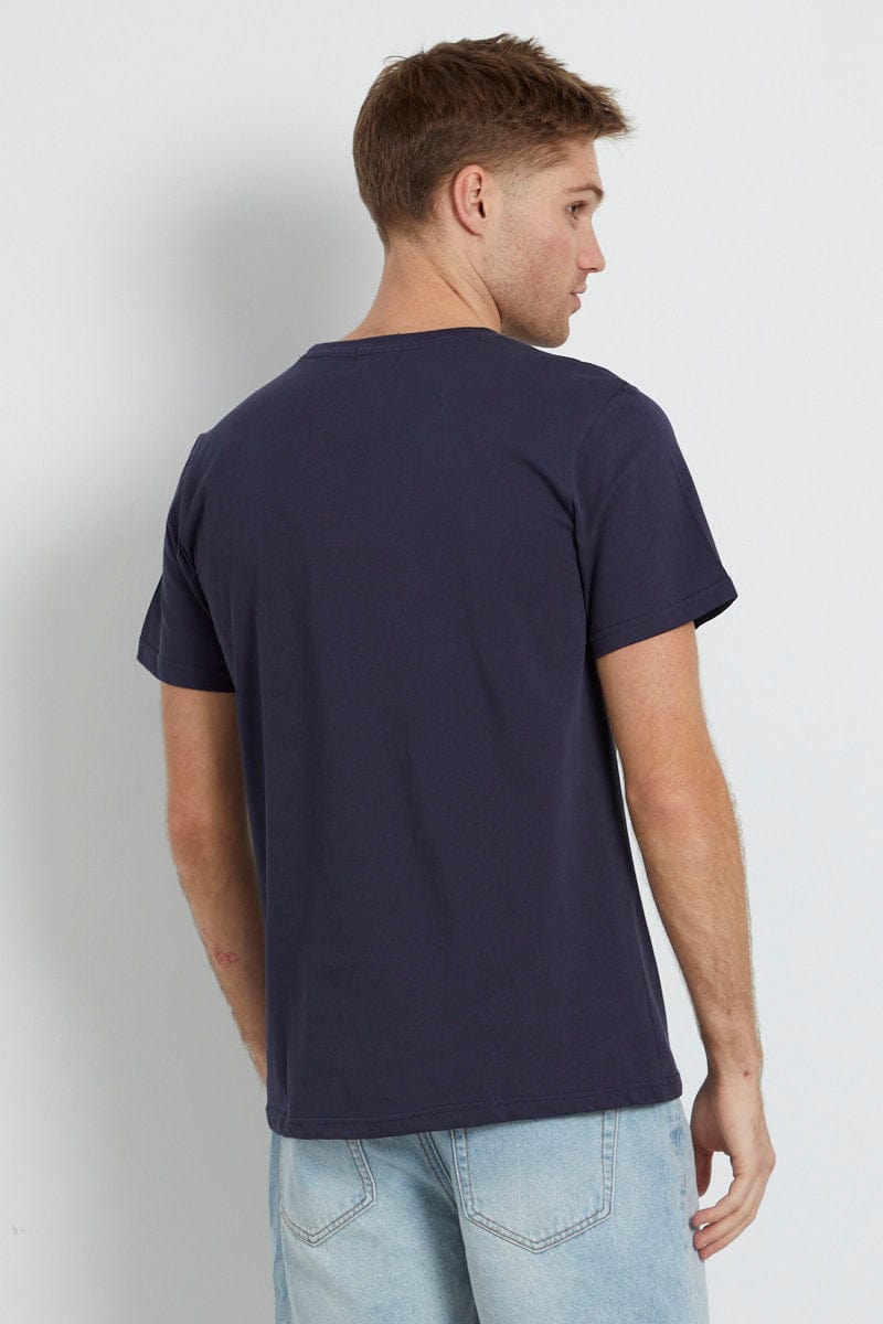 Blue Graphic T-Shirt Short Sleeve Crew Neck California