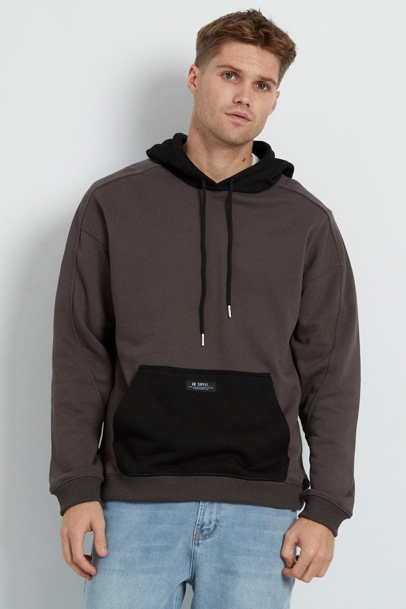 Multi Terry Hoodie Cotton Two Toned Long Sleeve
