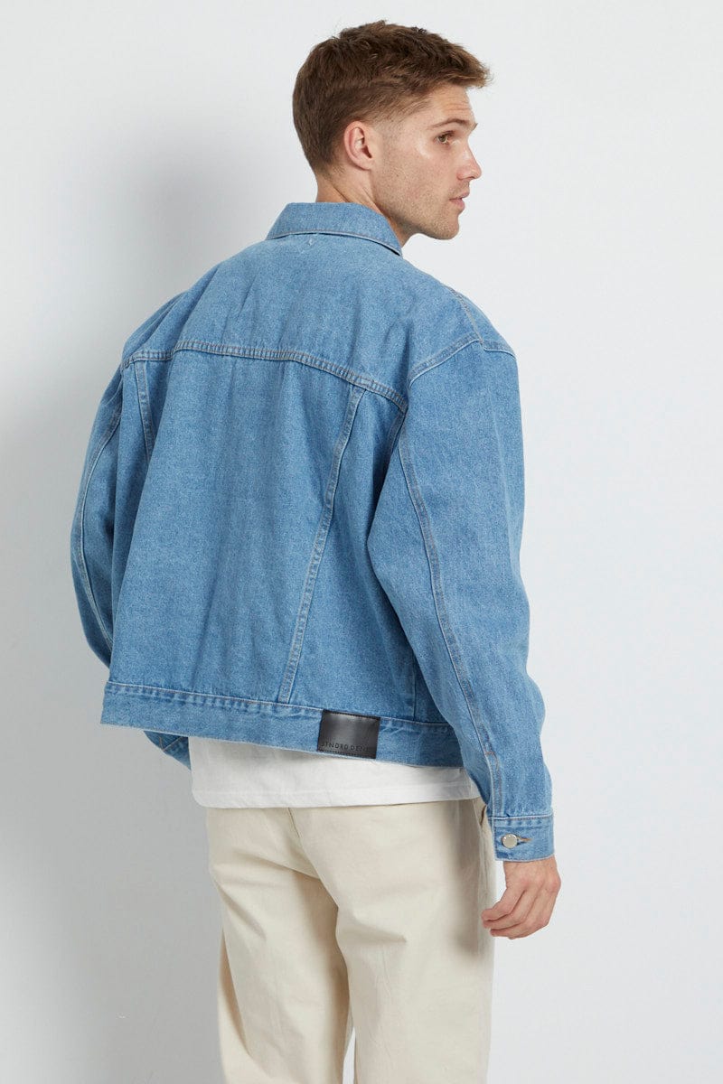Blue Denim Jacket Oversized Fit Long Sleeve