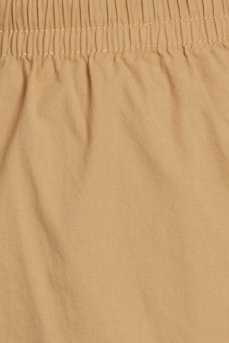 Brown Walk Short Cotton Logo Drawstring