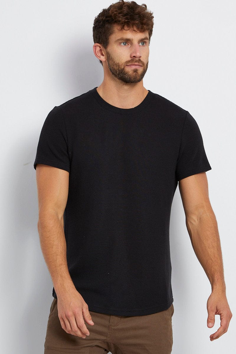 BASIC Black Ottoman T-Shirt Crew Neck Short Sleeve for Women by Ally