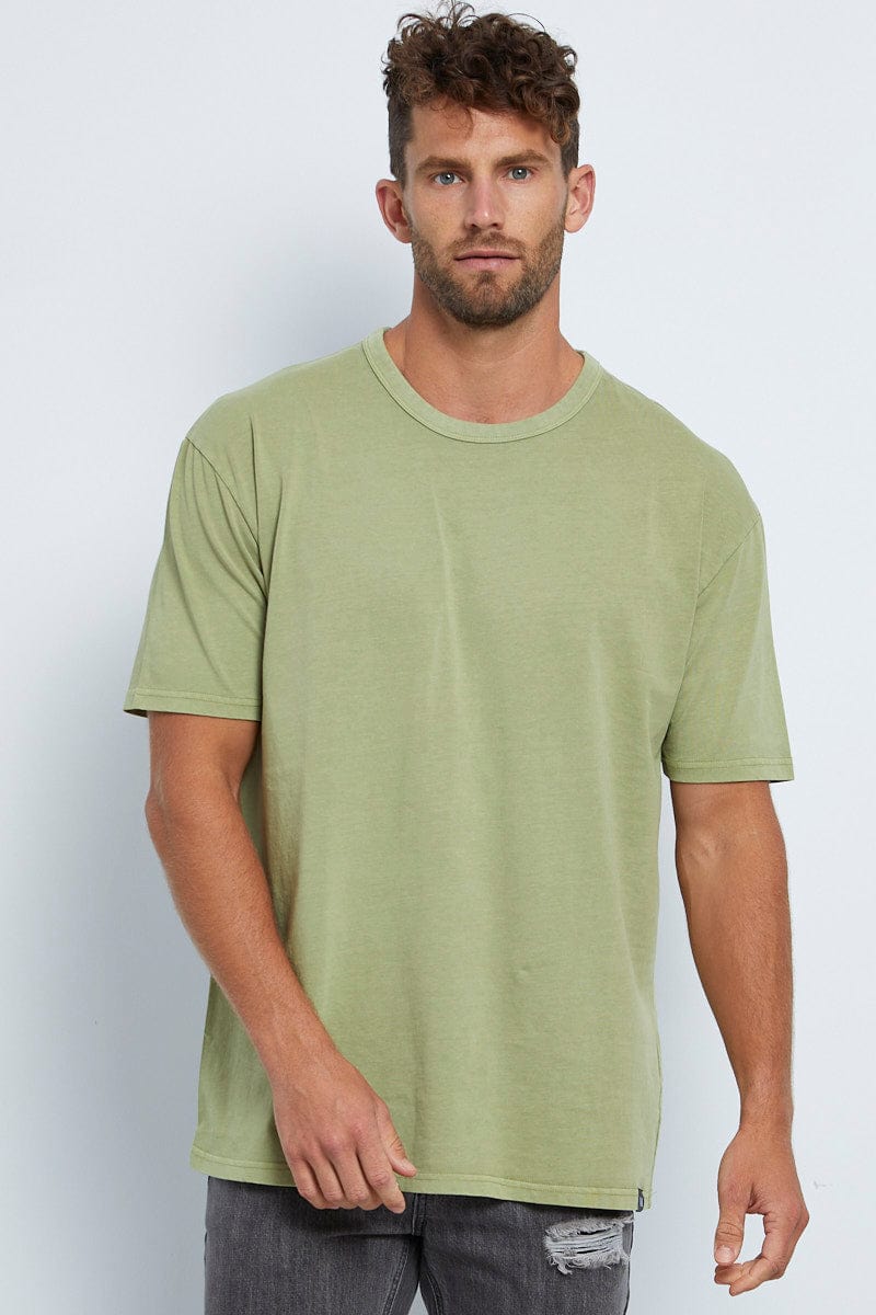 BASIC Green Oversized T-Shirt Garment Washed Short Sleeve for Women by Ally