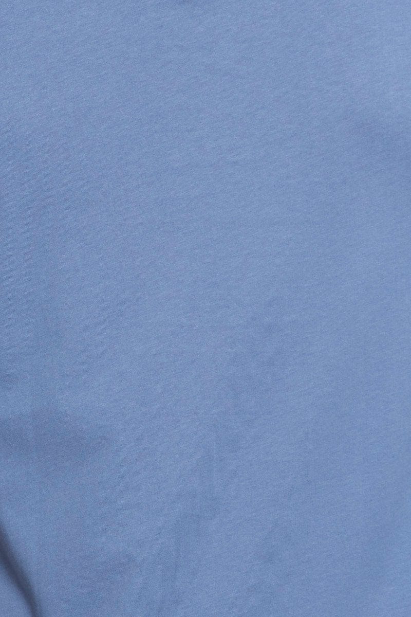 BASIC Slate Blue Long Line T-Shirt Crew Neck Short Sleeve for Women by Ally
