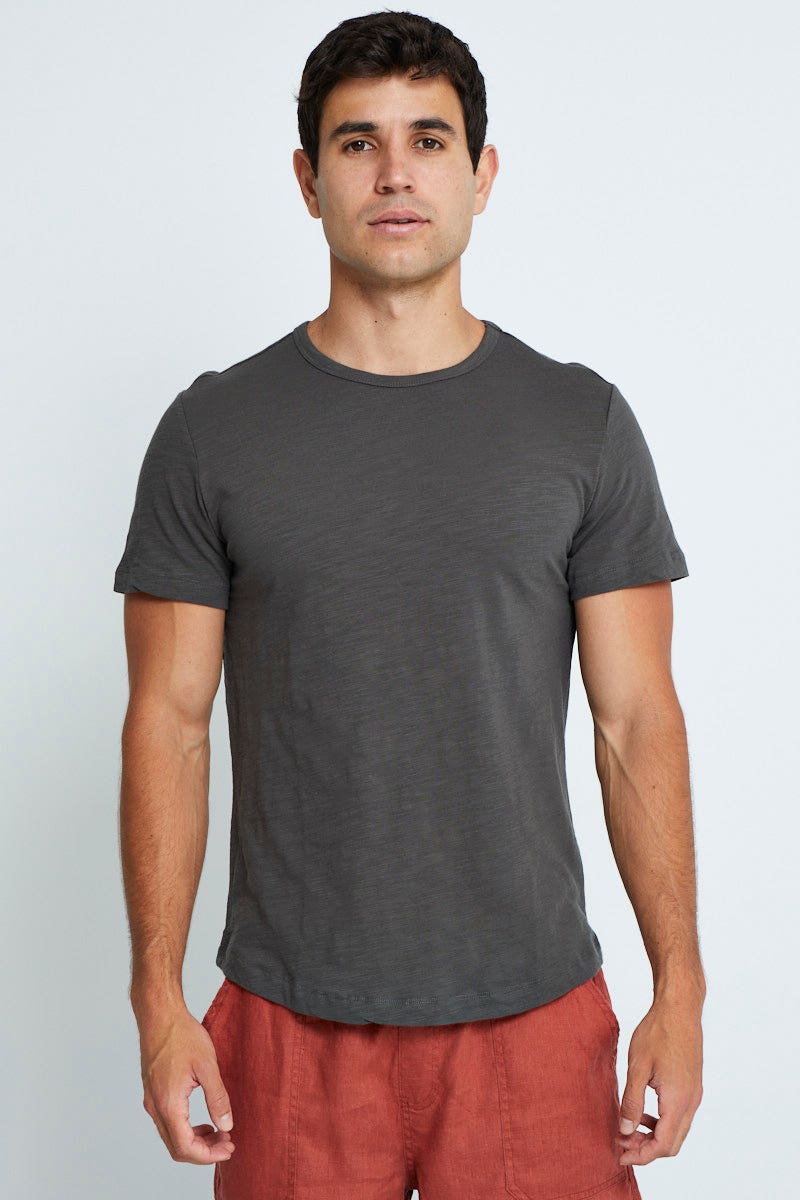 BASIC Utility Cotton T-Shirt Slub Crew Neck Short Sleeve for Women by Ally