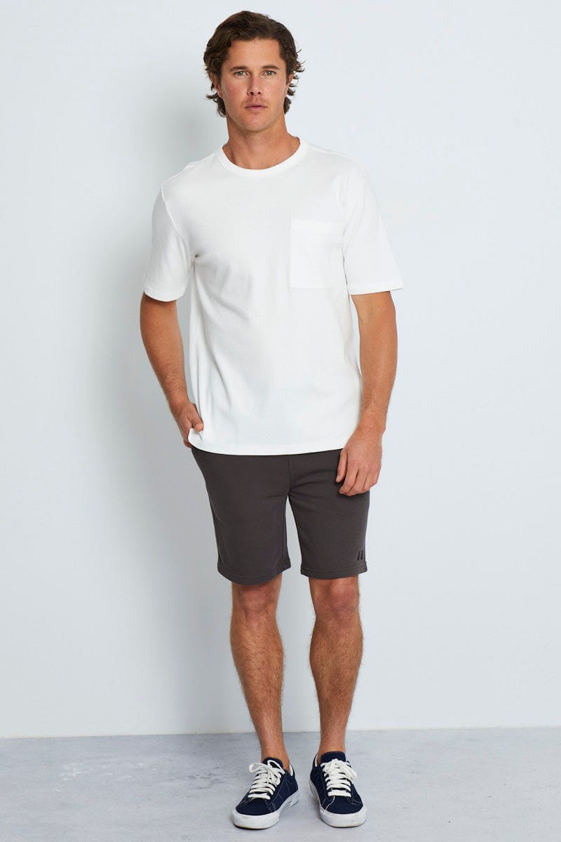 BASIC White Brushed T-Shirt Oversized Pocket Short Sleeve for Women by Ally
