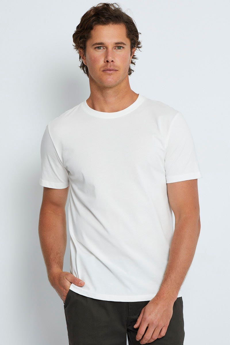 BASIC White Essential T-Shirt Crew Neck Short Sleeve Cotton for Women by Ally