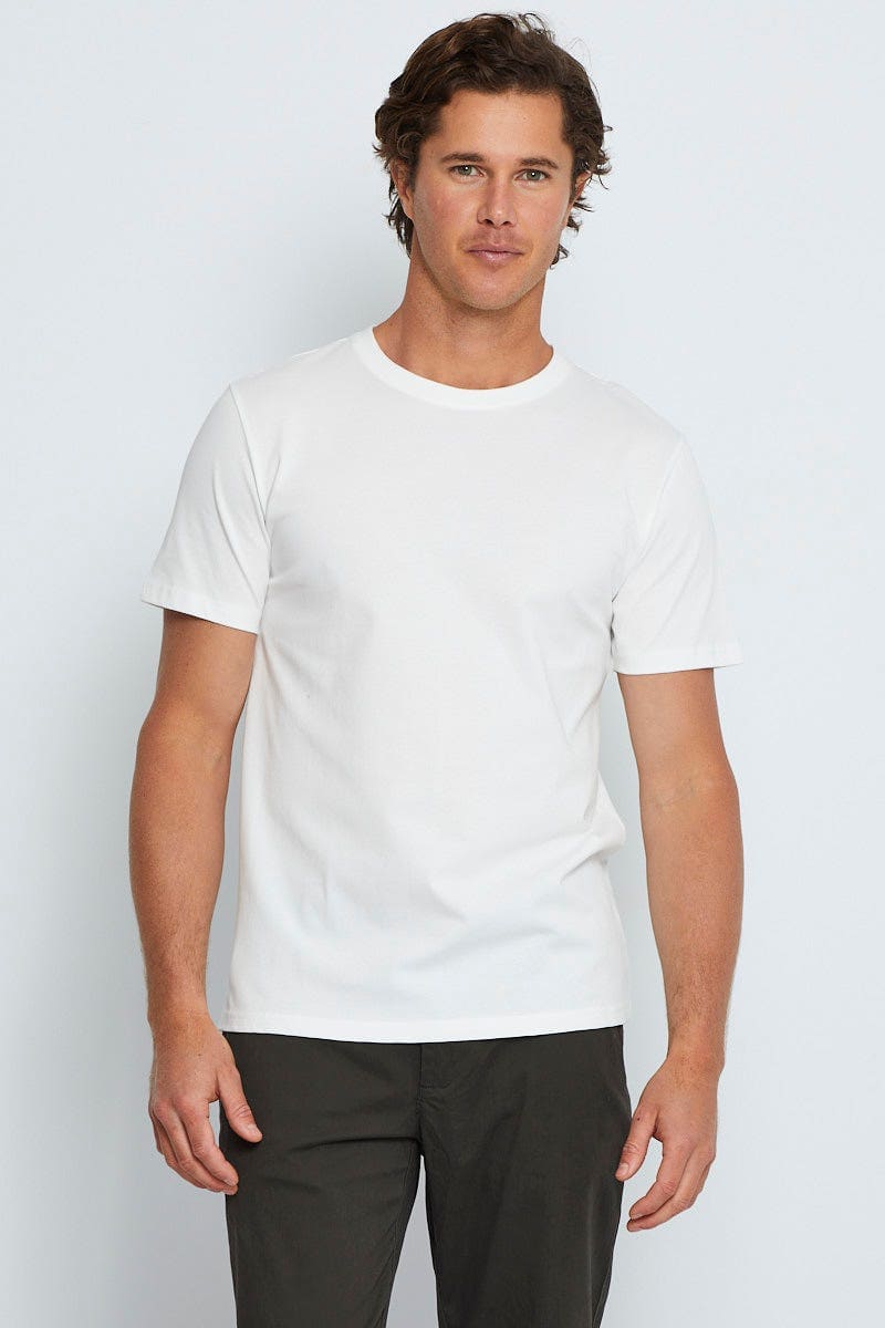 BASIC White Essential T-Shirt Crew Neck Short Sleeve Cotton for Women by Ally