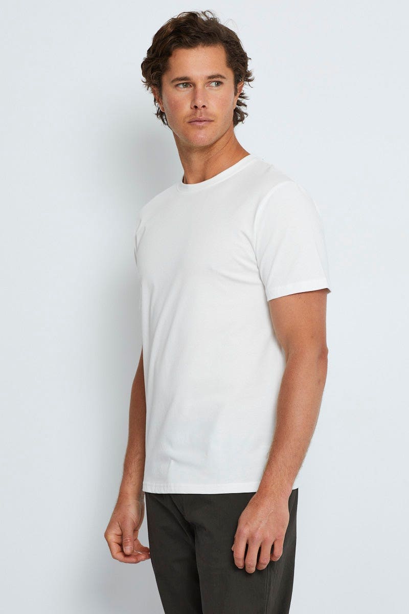 BASIC White Essential T-Shirt Crew Neck Short Sleeve Cotton for Women by Ally