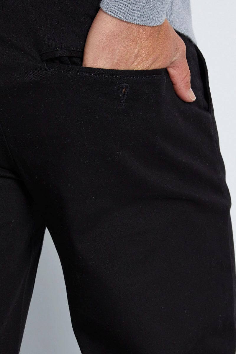CHINOS Black Chino Pant Relaxed Fit Cotton Stretch for Men by AM Supply